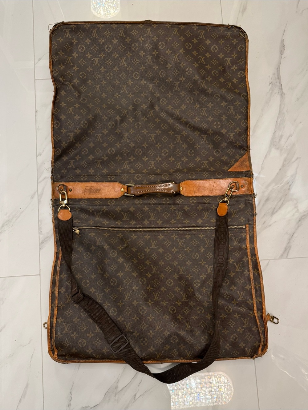 Louis Vuitton Monogram Canvas Travel Garment Bag with Tan Trim